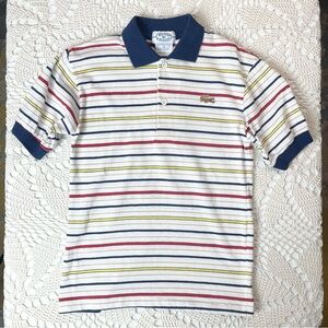 Vintage 1980s Izod Lacoste Boys 14 Years Striped Collared Short Sleeve Polo Top